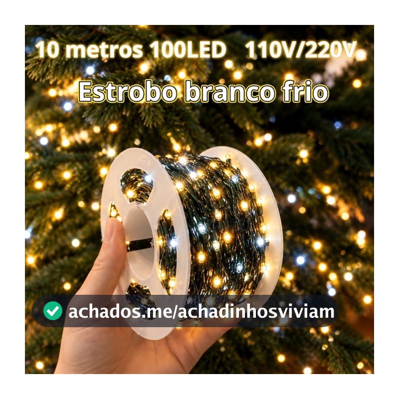 Luzes de Natal com Plugue e Interruptor Pisca Strobo Pisca 10m 100LEDs 110V/220V luz quente Enfeite natalino impermeável