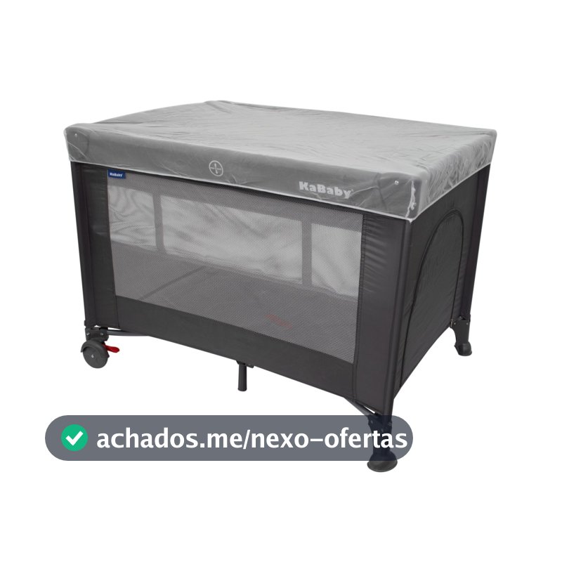 Berço Portátil Infantil Cercado Desmontável Com Bolsa Para Transporte e Mosquiteiro Explorer 0 a 15kg Cinza - KaBaby