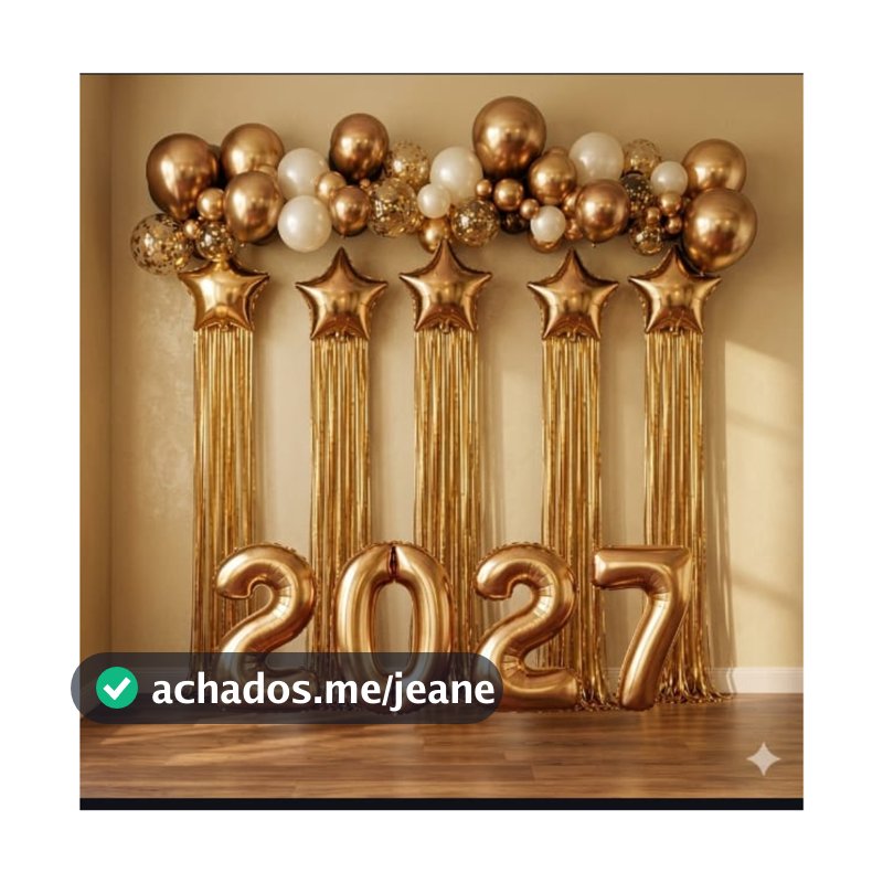 Balão Ano Novo / Réveillon / Metalizado com franja e numero de 70 cm