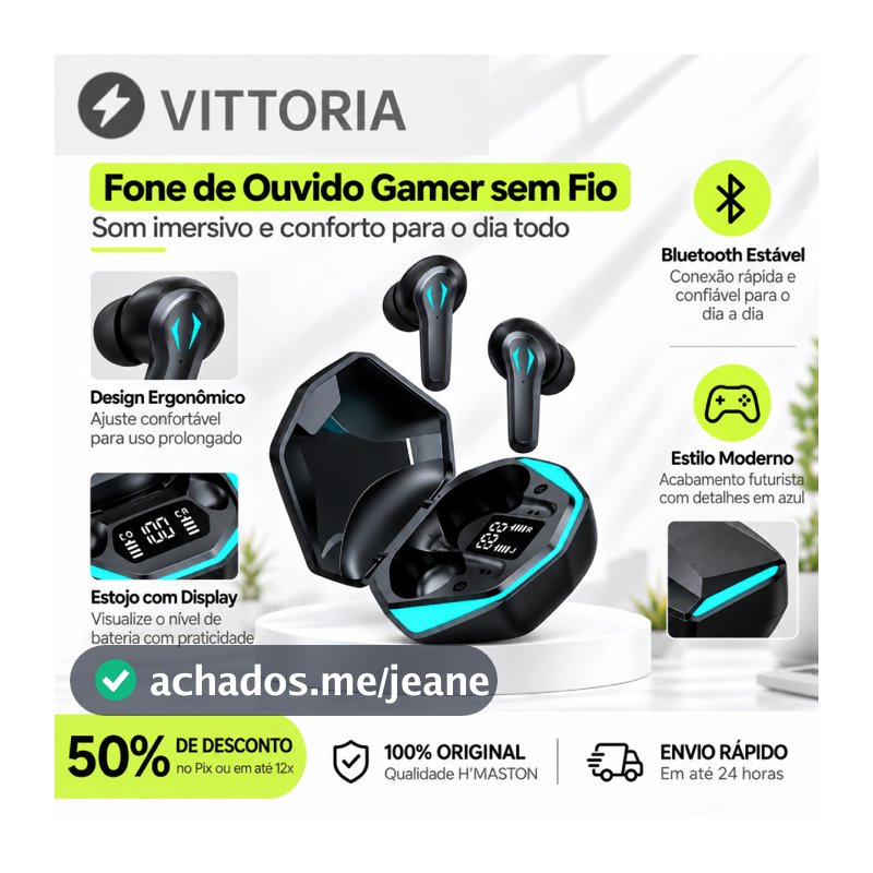 Fone de Ouvido Sem Fio Bluetooth Gamer RS-29 Com Led Jogo e Música H'maston Original