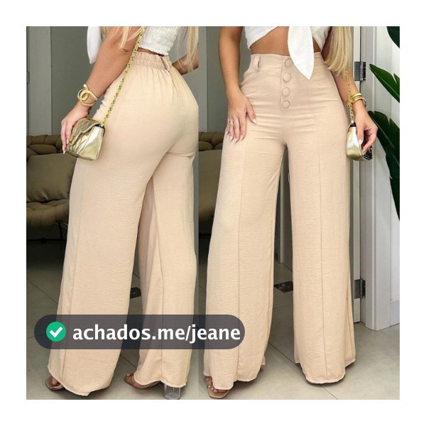 Calça Pantalona Duna Elegante Confortável Novidade Luxo Envio Imediato Com Botão Folgada Versátil Pantalona Wide Leg