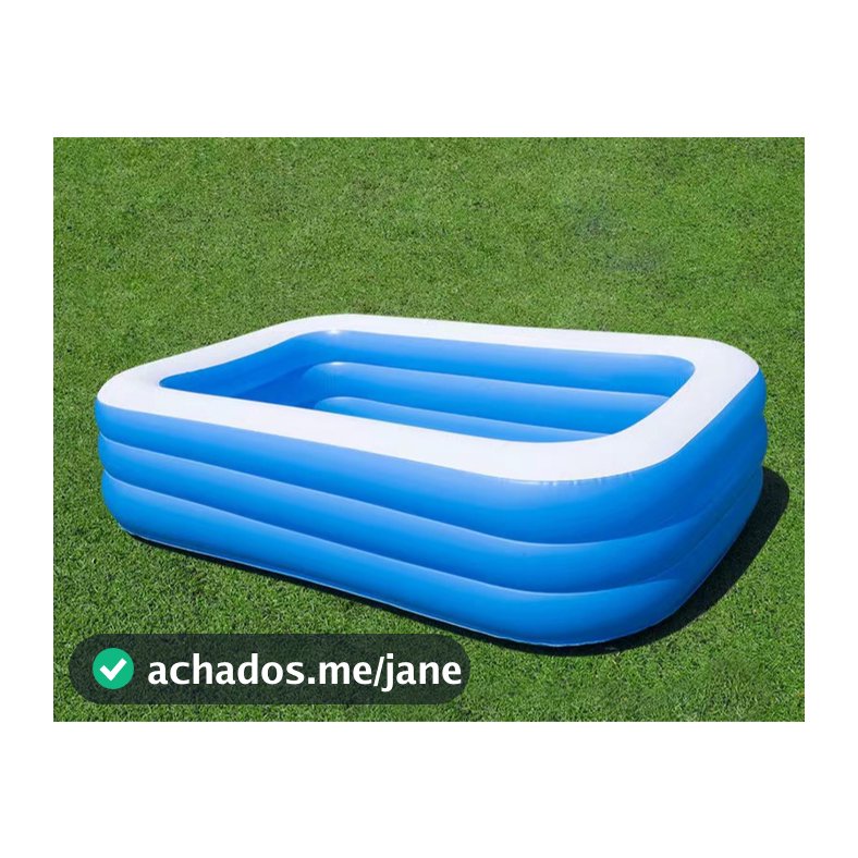 Piscina 3 Aneis inflável Retangular PVC Azul Familiar Resistente 120 cm a 305 cm Infantil e Adulto VG Plus