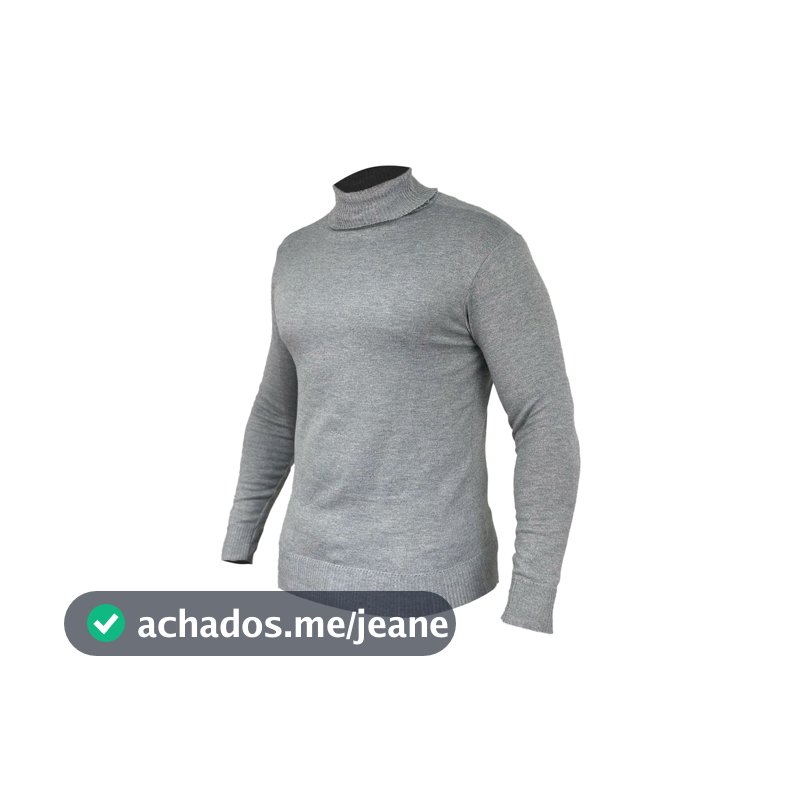 Cacharrel Blusa Trico Sueter Lã Masculina Canelada Gola Alta