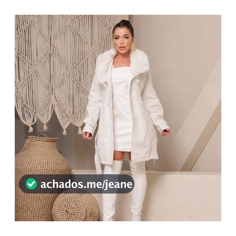 Sobretudo Feminino Lã Batida Casaco Longo Peluciada Parka Luxo Importada