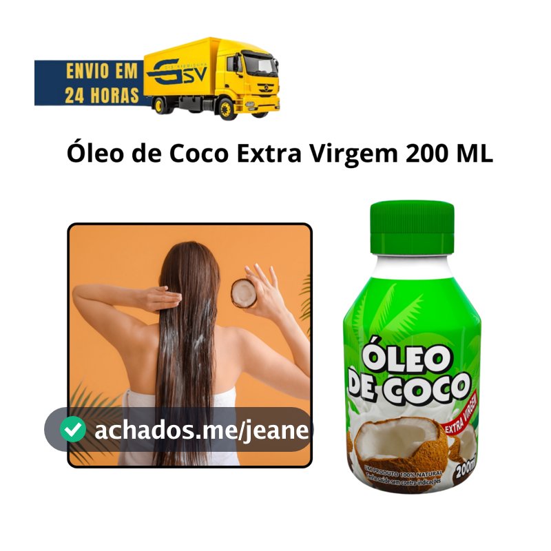 Óleo De Coco Extra Virgem 200 ML - Oleo de coco extra virgem puro 200 ml