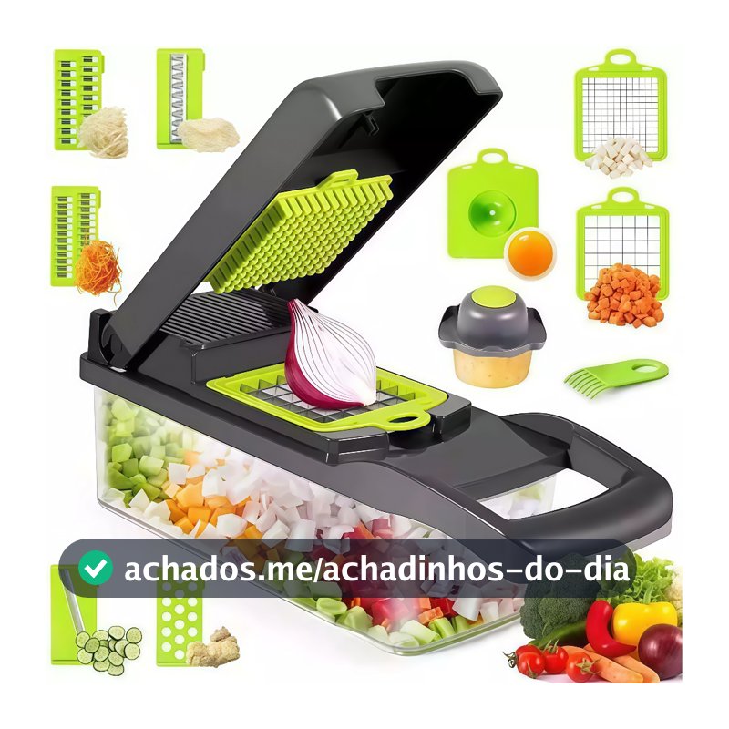 Fatiador e Cortador 16 em 1 Aço Inoxidável - Para Frutas, Legumes e Vegetais | Fatiador Profissional de Cozinha