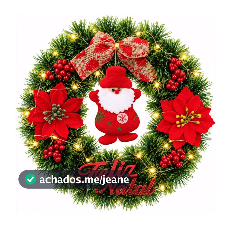 Kit Guirlanda Natalina E Papai Noel Home Laços Com Led 30cm