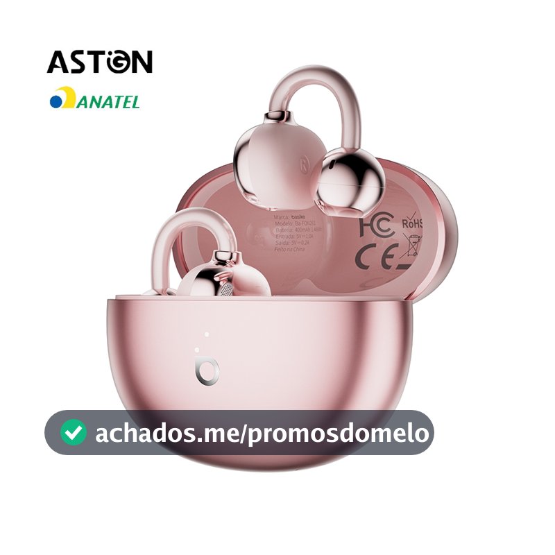 Astgn X Basike Fones de Ouvido Clip-on, Bluetooth 5.4, Cancelamento de Ruído ENC com Dois Microfones