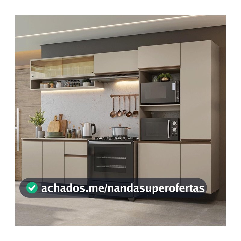 Armário de Cozinha Completa 300 cm Suspenso Nice Madesa 07