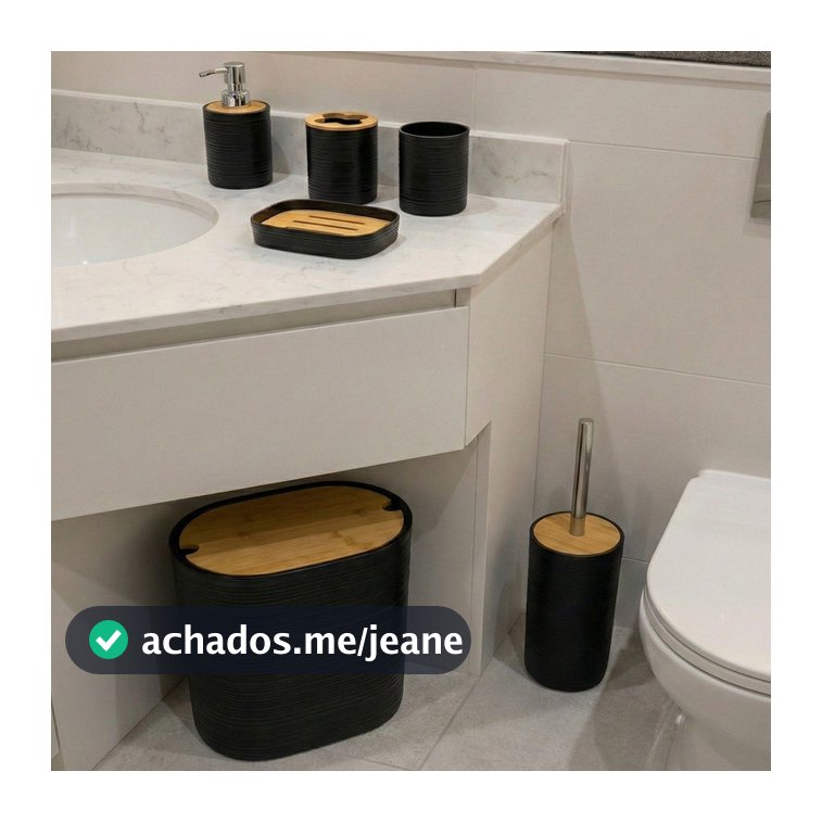 LIXEIRA, LAVA LATRINA, PORTA ESCOVA, SABONETEIRA, DISPENSER-KIT BANHEIRO - OVAL CONJ. 6 PCS
