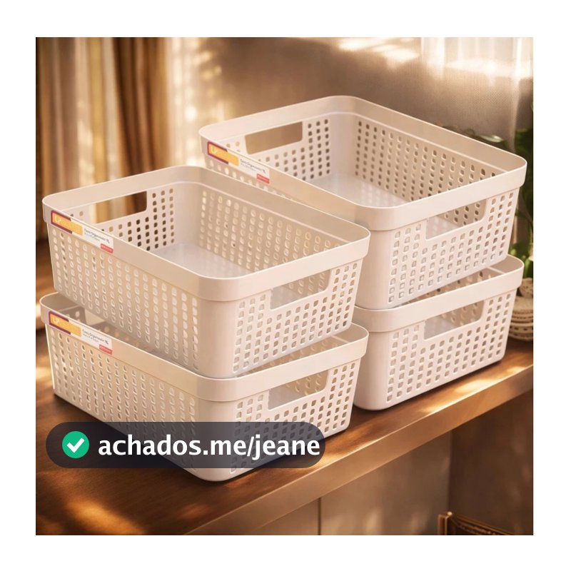 Kit 4 Cestos Organizadores 11 Litros Multiuso Cesto Grande em Plástico Resistente