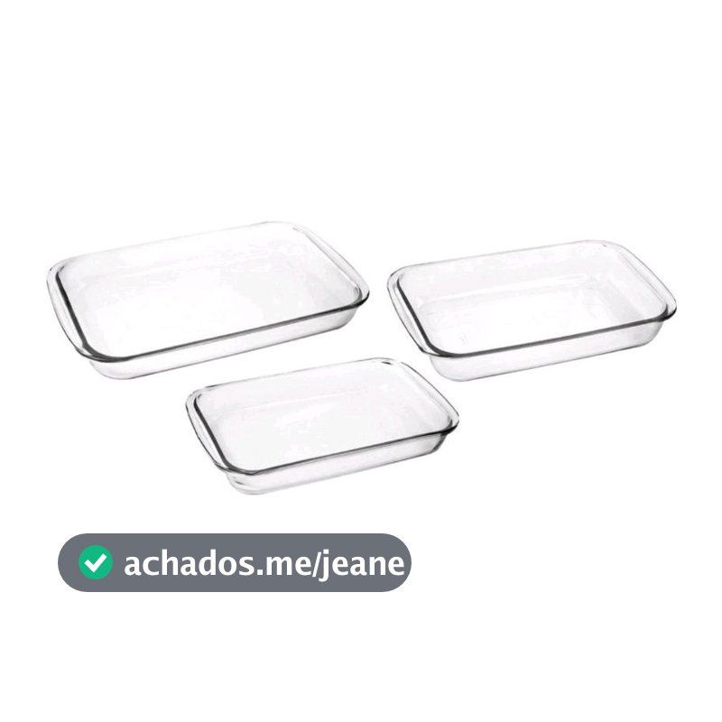 Conjunto Marinex Travessas Retangular Assadeiras Pirex Lasanheira  3 peças PROMOÇÃO