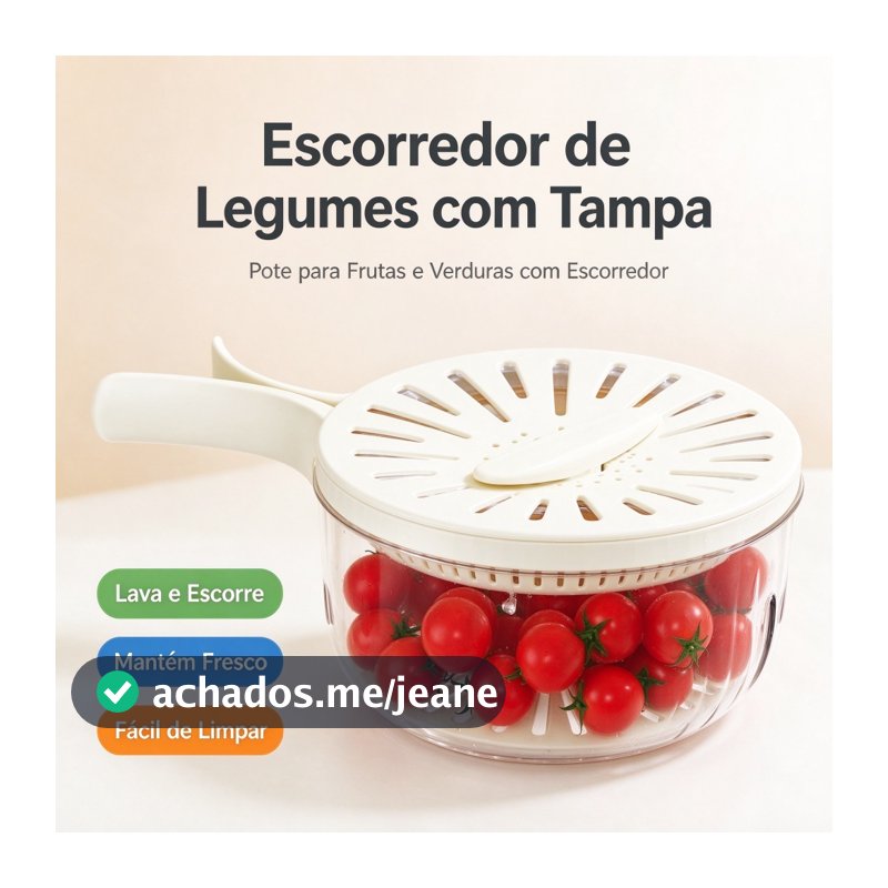 Cesto De Drenagem Com Cabo Dobrável Tampa De Legumes De Grande Capacidade Para Lavagem De Frutas