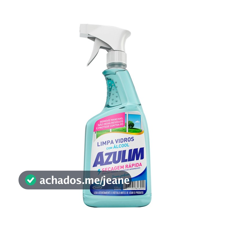 Limpa Vidros com Álcool Pulverizador 500ml Azulim
