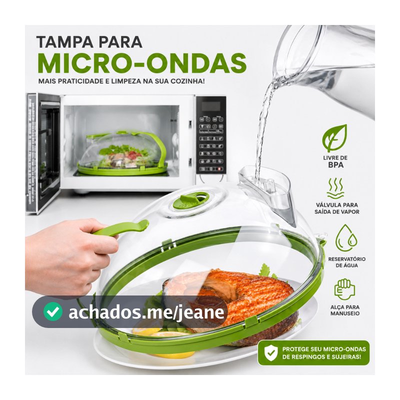 Tampa para Microondas Anti Respingo com Reservatório de Água BPA Free Protetor de Alimentos