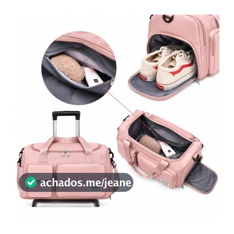 Bolsa Academia Feminina 30L Grande Capacidade com Compartimento para Tênis Bolsa Esportiva Alça Transversal para Treino