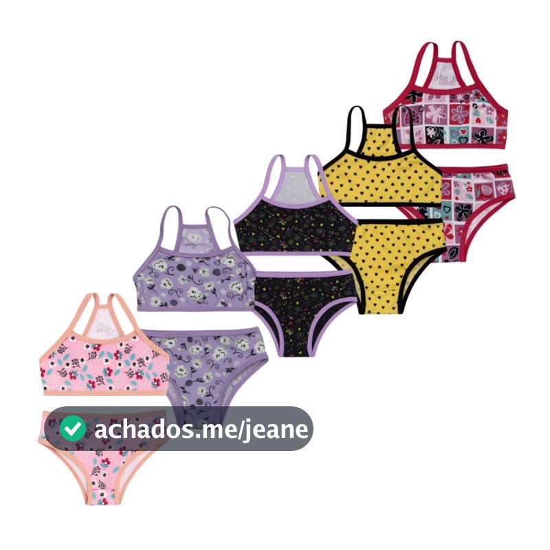 6 Conjunto infantil Estampado top e calcinha menina
