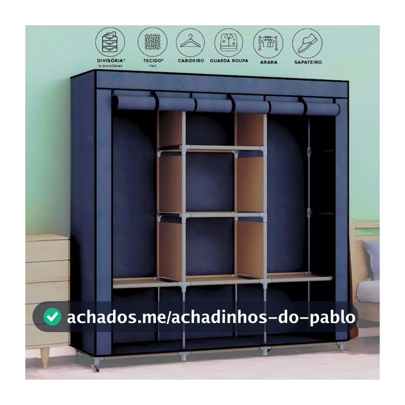 Guarda Roupa Portátil Desmontável Organizador Prático Solteiro e Casal