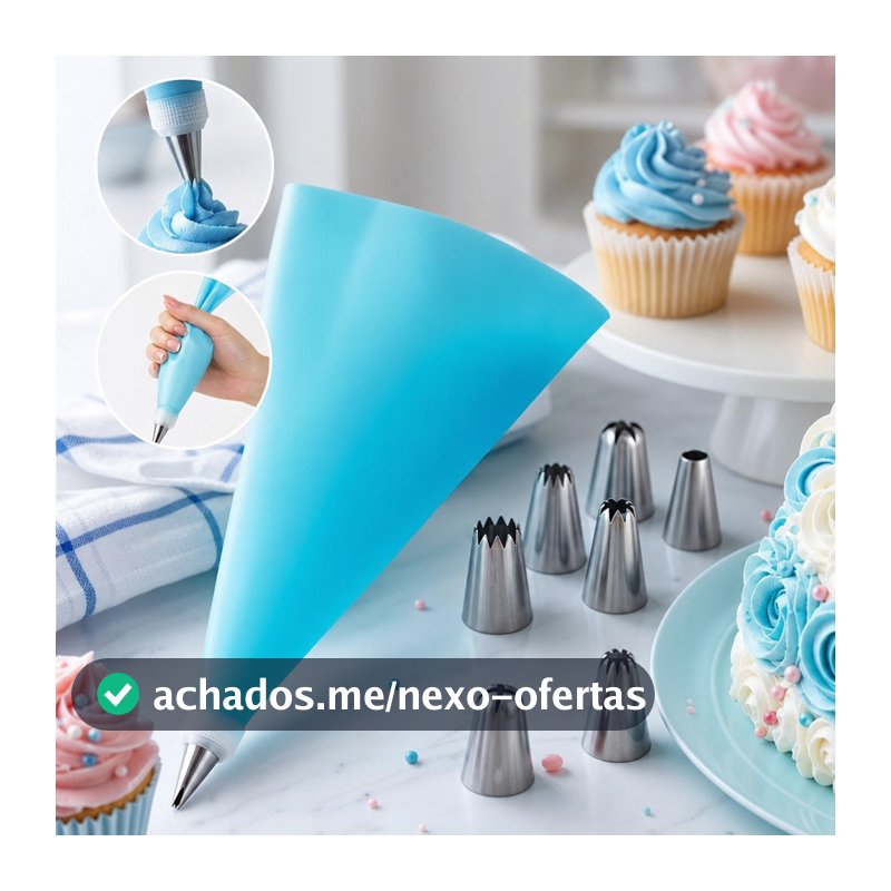 24 PÇS Azul/Rosa Conjunto de Saco de Confeiteira de Silicone com Bico para Decoração com Creme / Confeitaria / Açúcar