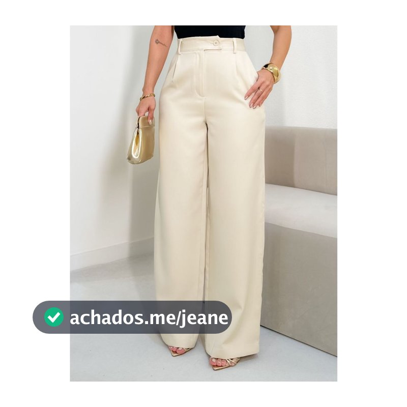 EMILI Calça Alfaiataria Pantalona Feminino Detalhe Em Fecho italiano Cruzado- S851