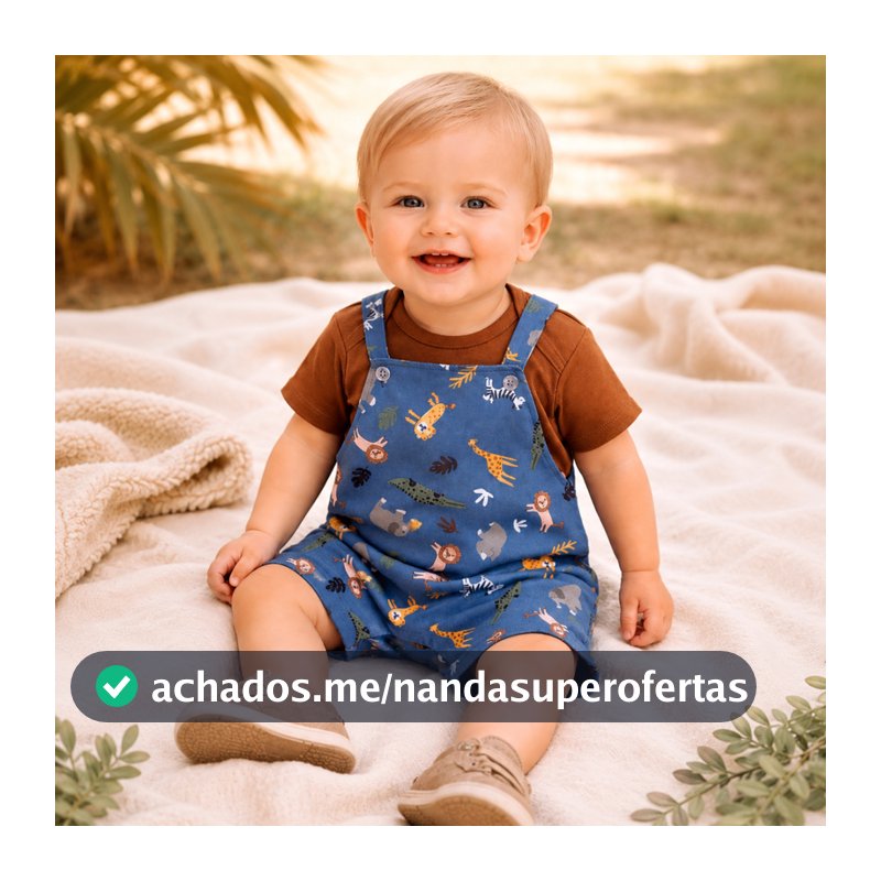 Conjunto Bebê Menino Body Suedine e Jardineira Estampa Safari Zupa Zuka (Roupa de Bebê)