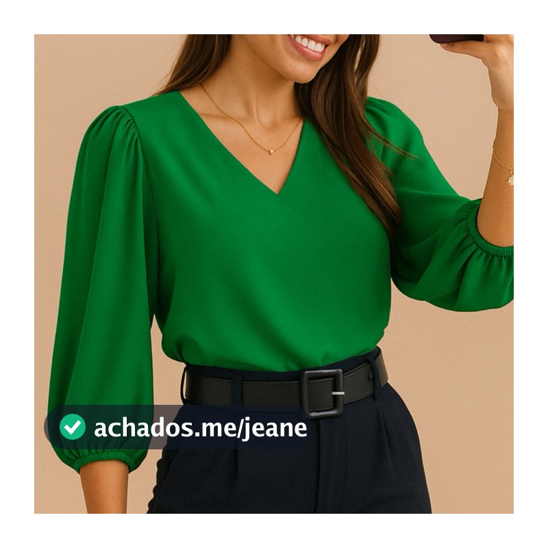 Blusa Manga 3/4 Detalhe Em V Novas Cores Verão Tendência Moda Feminina