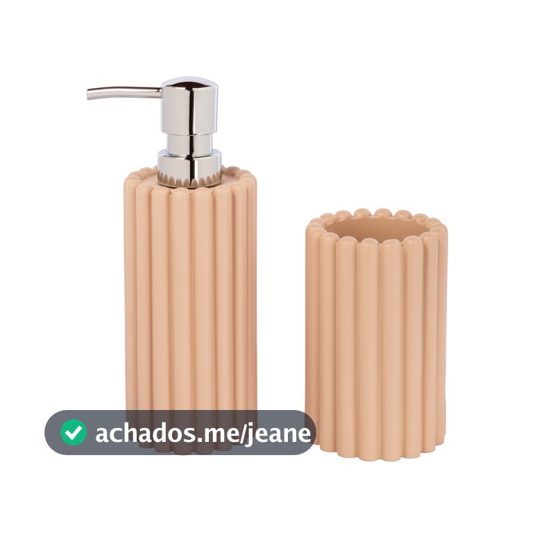 Conjunto Para Banheiro em Poliresina Rosa - 2 Peças