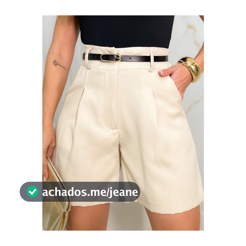 EMILI Short Social Feminino Alfaiataria De Perna Larga Plissados Dobráveis Com Cinto-S846