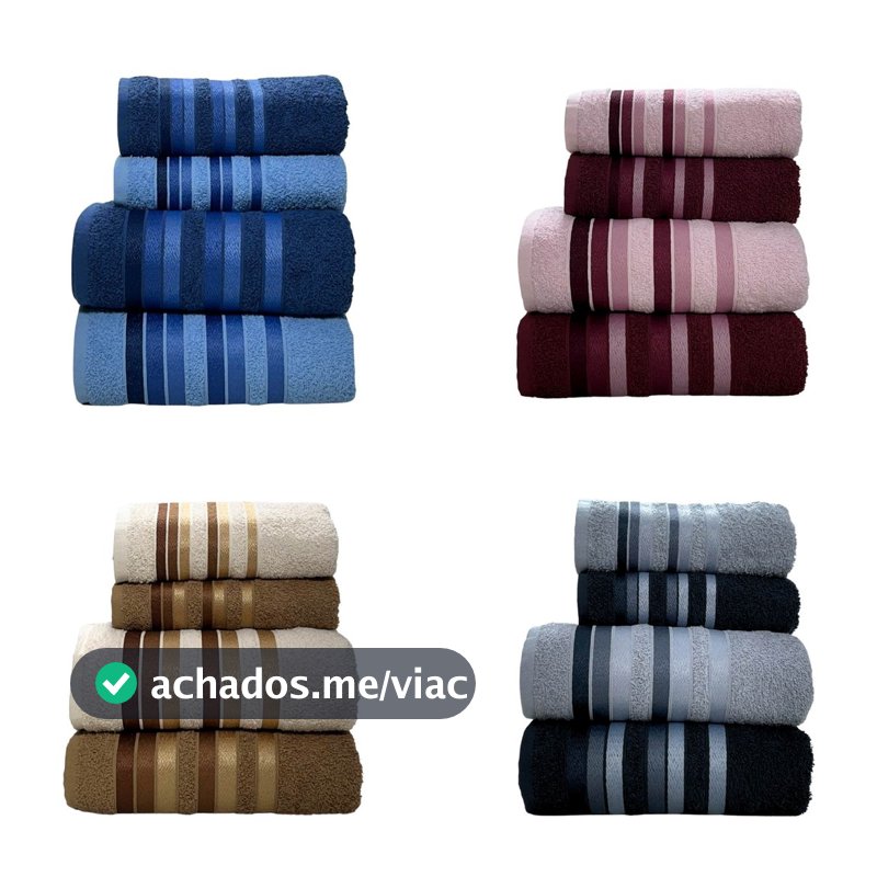 Jogo Toalha de Banho e Rosto 4 Peças 100% Algodão Grossa Super Excelente Absorção Premier Habitat