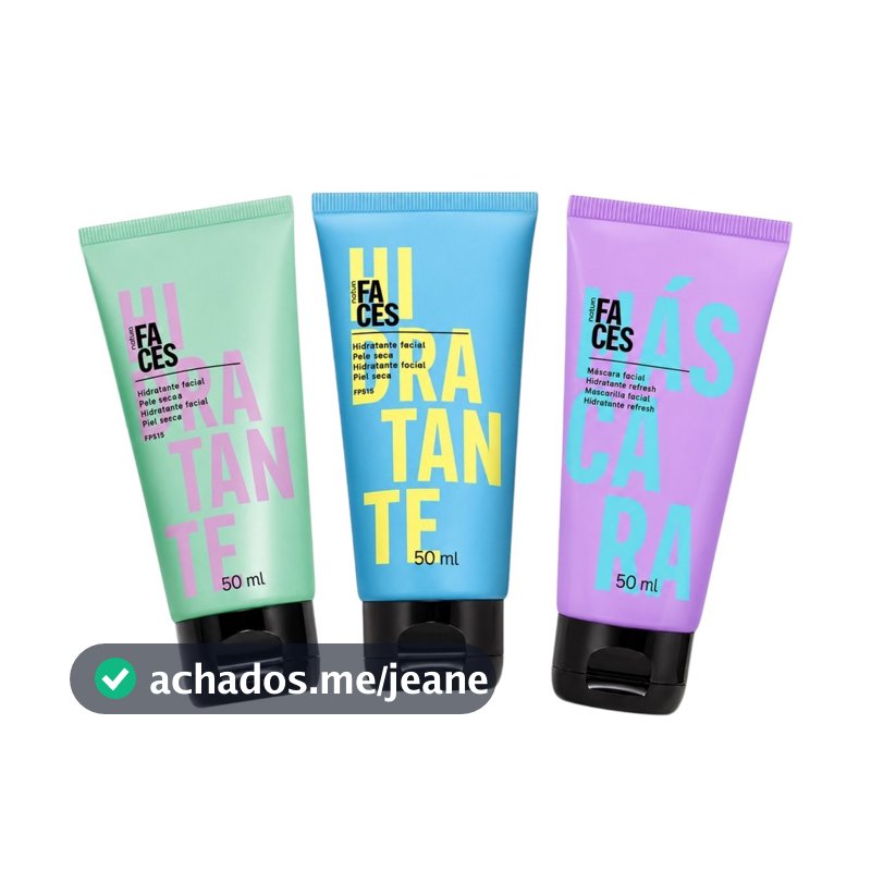 Creme Hidratante Facial Pele Mista, Seca e Oleosa Natura Faces 50ml Skin Care FPS 15