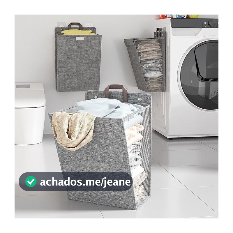 Kit 2 Cesto De Roupa Suja Dobrável Com Tampa/Brinquedos De Parede Para Uso Doméstico- 58X41X15CM