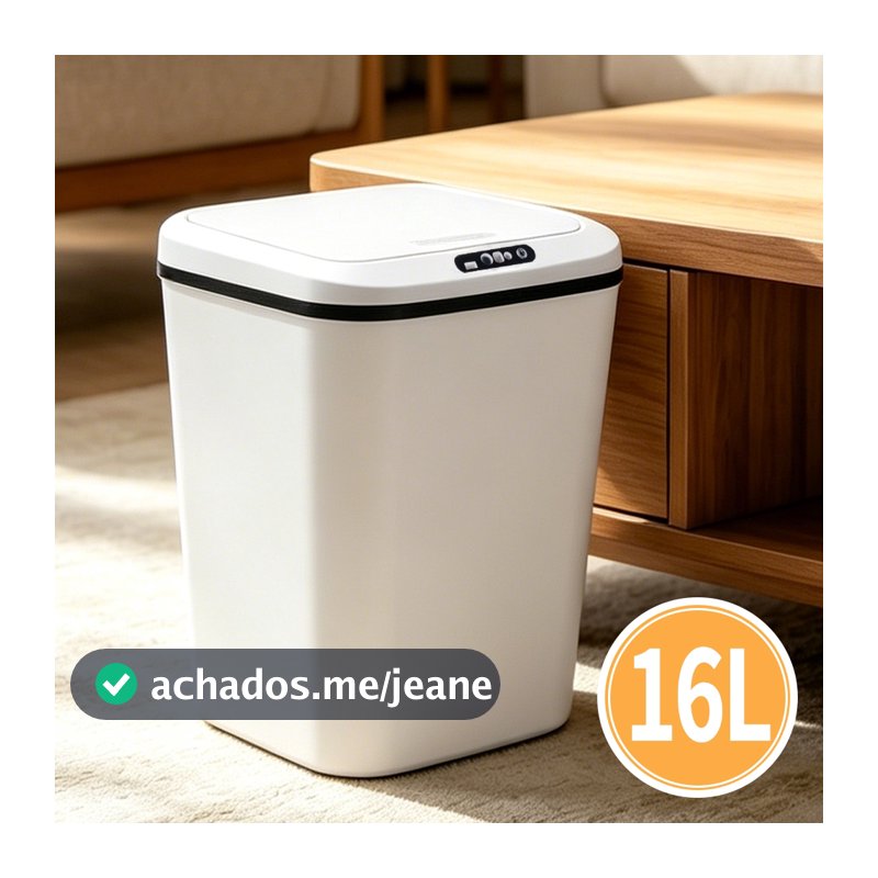 Lixeira Inteligente Automática 16L Recarregável USB com Sensor, Abertura Automática para Cozinha, Banheiro e Escritório