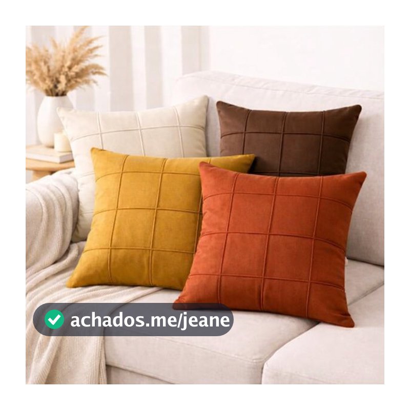 kit 2 Capa de Almofada Decorativa C/ Ziper 45cm x 45cm Suede Aveludada Sem Enchimento Natalina