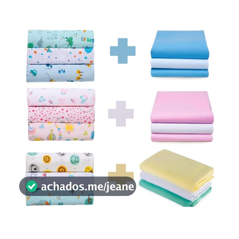 Kit 6 Cueiros PAPI Bebê Flanelado Estampado ou Liso 100% algodão 80cm x 50cm