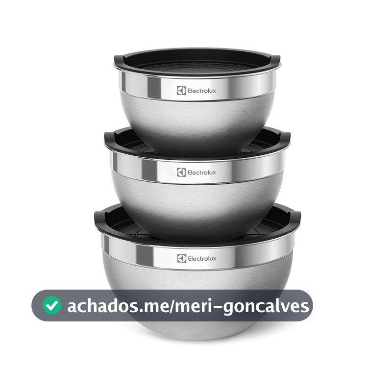 Conjunto Bowls de Inox Electrolux com Tampa Plástica 3 Peças