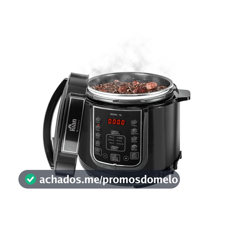 Panela de Pressão Elétrica Kian 5 Litros 900W 127V Preto PPE-101