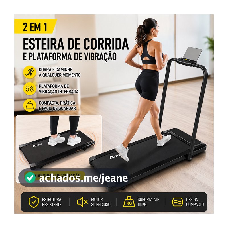 Esteira Elétrica Dobrável Residencial 4.0HP Silenciosa 150kg Bluetooth 6km/h Controle Remoto