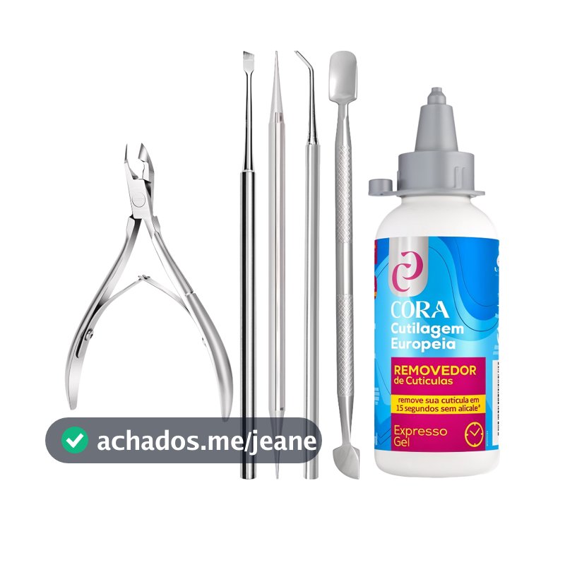 Kit Manicure Profissional 06 Peças Removedor de Cutículas Cora Alicate Instrumentos Aço Inox