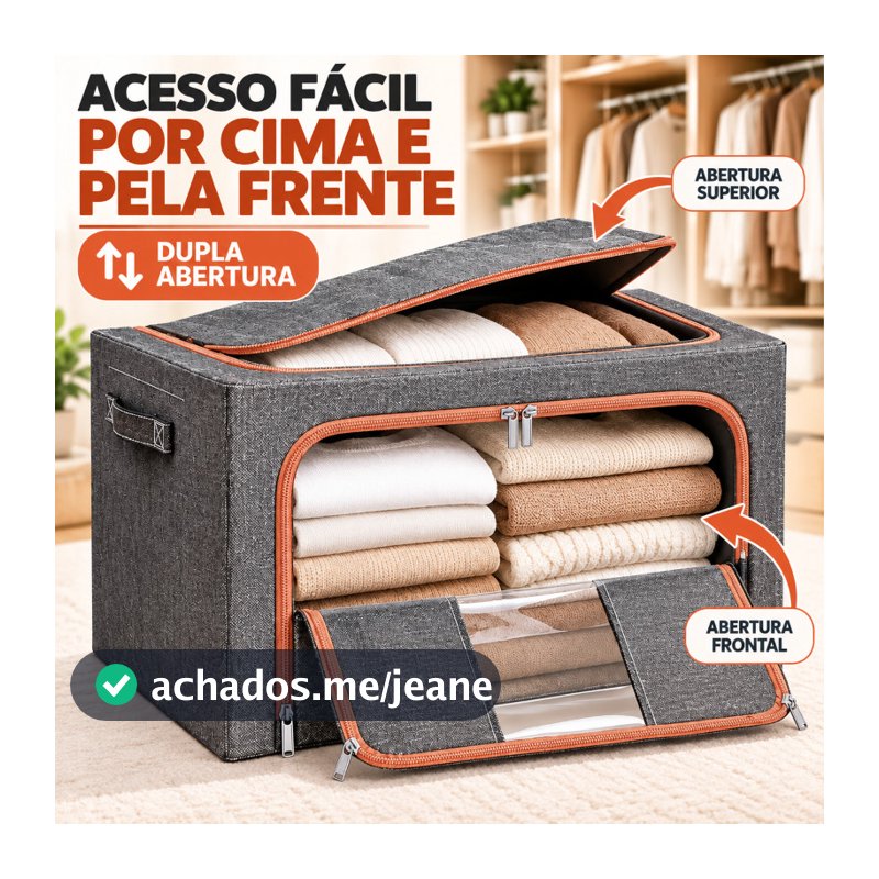 Organizador de Roupas Dobrável 24L 66L 100L Caixa Grande para Cobertor Edredom Guarda Roupa