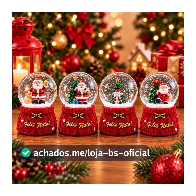 Globo de Neve Natalino Com Luzes Enfeite de Natal 9CM Com LED Decoração De Natal