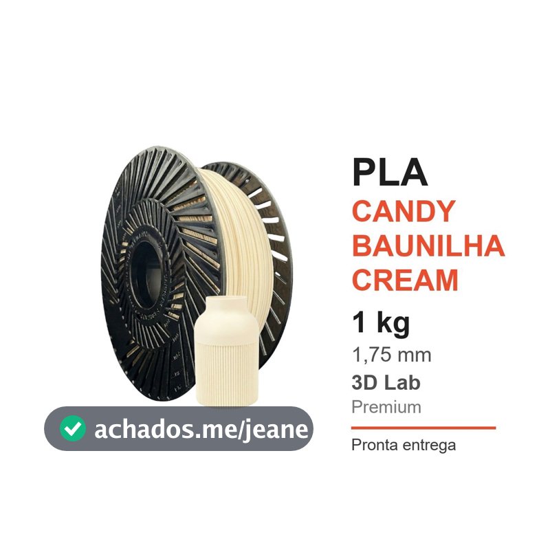 PLA Candy Baunilha Cream 1kg 1.75mm 3D Lab - Filamento Premium para Impressora 3D