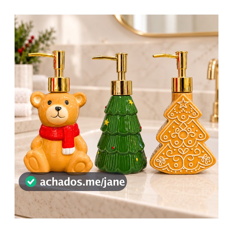 Porta Sabonete Líquido de Natal de Porcelana - Rizzo | Em 3 modelos