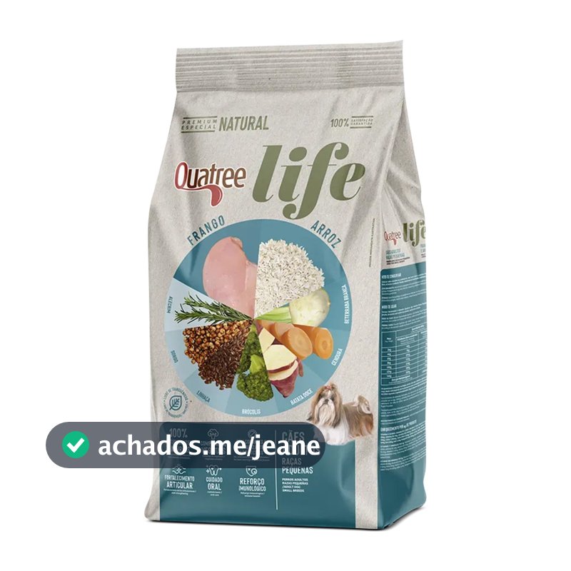 Ração Quatree Life Cães Adultos Raças Pequenas sabor Frango e Arroz 10kg