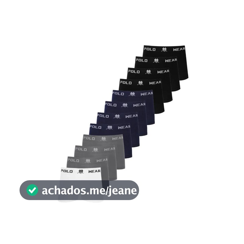 Kit 12 Cuecas Boxer Masculinas Polo Wear Sortido