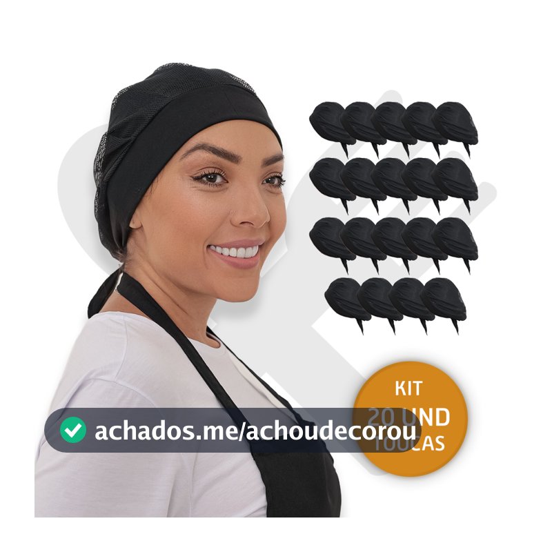 Kit Com 20 Touca Redinha Lavável Com Elástico Cozinha Padaria Lanchonete Restaurante