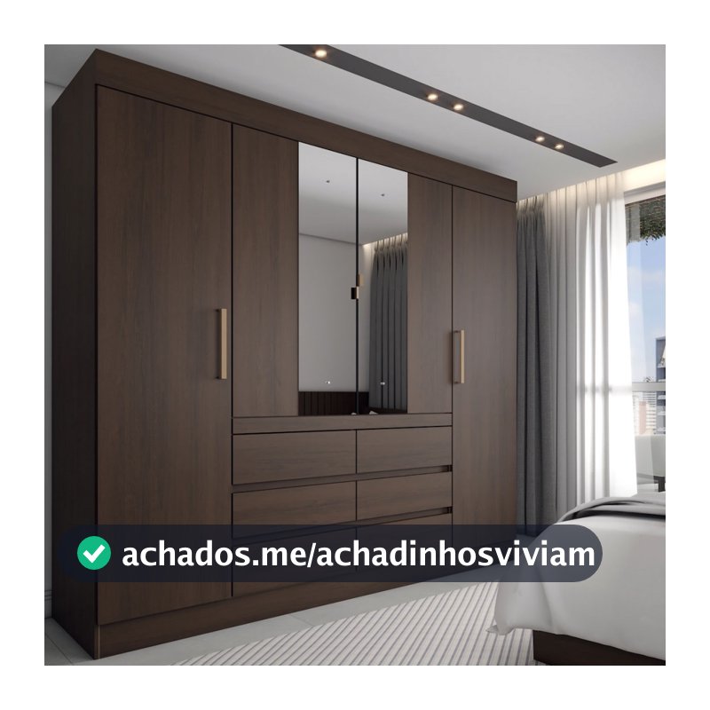 Guarda-Roupa Casal Honey 4 Portas 6 Gavetas com Espelho