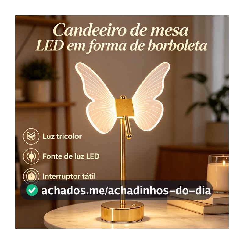 Luminária Borboleta LED Dimmável 3000K-6000K, Decoração Romântica Quarto e Escrivaninha