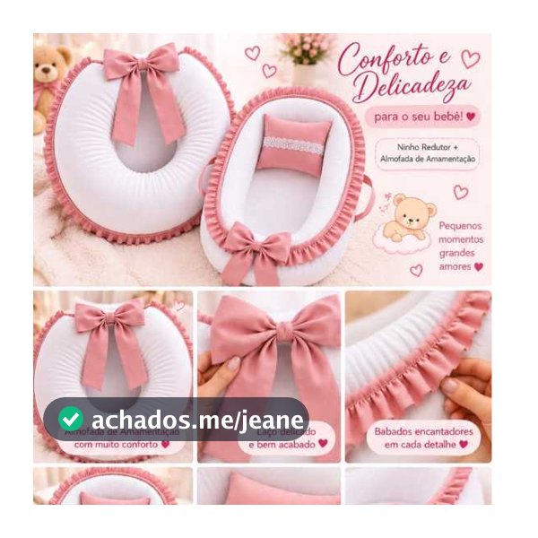 Kit Ninho Redutor Bebê +Almofada de Amamentação com BABADO COLORIDO LUXO