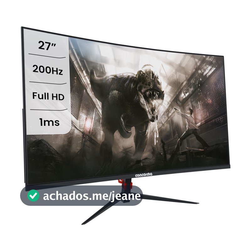 Monitor Concórdia Gamer Curvo 27" CZ270F 200hz Led Full HD 1ms 2xHDMI, DP  sRGB 100% Freesync Premium