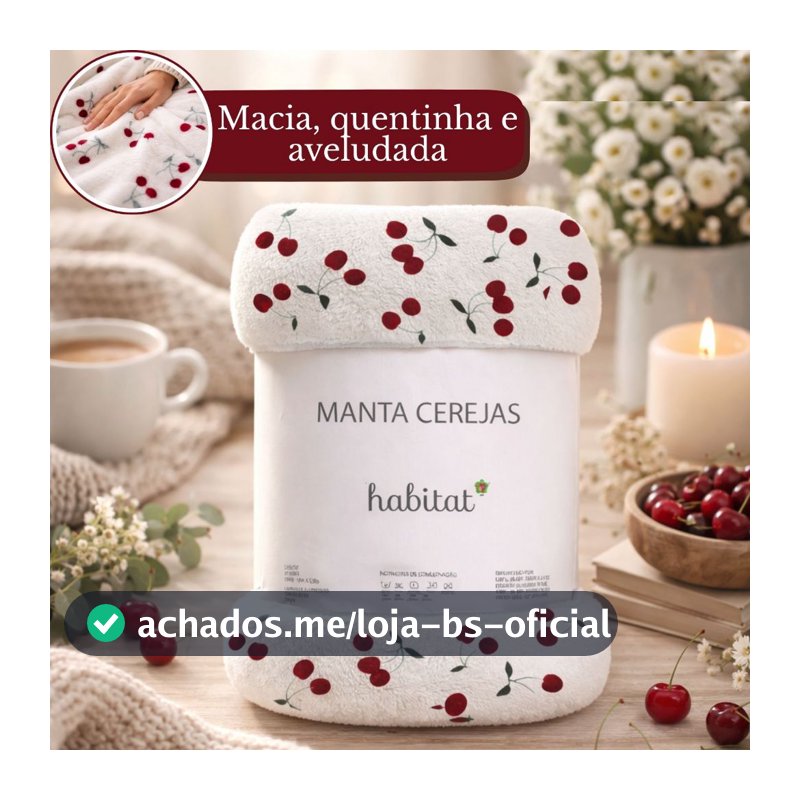 Manta Cobertor Queen Microfibra Antialérgica Soft Flanel 2,20 x 2,40 Macia Quentinha Cereja Habitat